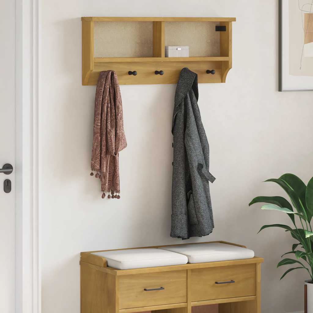 Seinale paigaldatav nagi SANDNES 87x12x35 cm täispuidust mänd