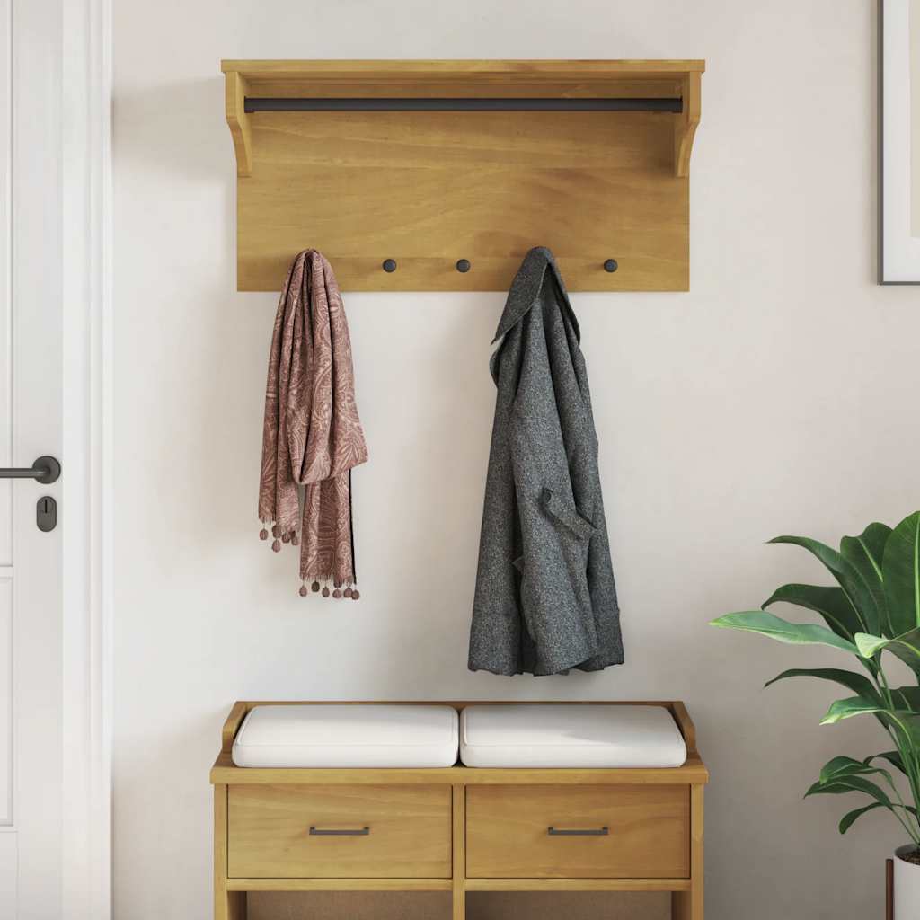 Seinale paigaldatav nagi, SANDNES, 87x30x42 cm, männipuit