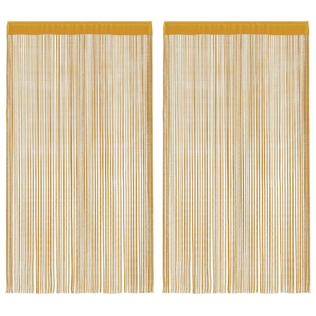 Nöörkardinad 2 tk kuldsed 140 x 250 cm