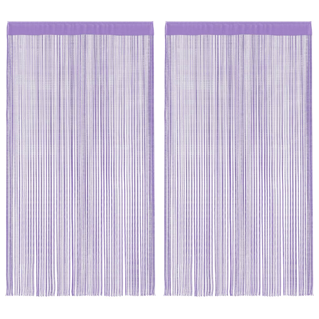Nöörkardinad 2 tk, lillad, 100 x 250 cm