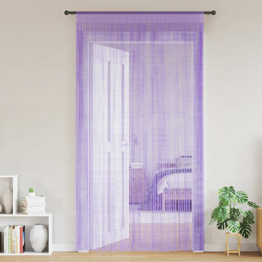 Nöörkardinad 2 tk, lillad, 100 x 250 cm
