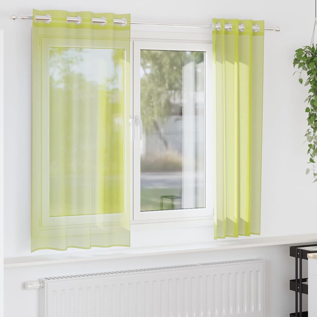 Voile kardinad koos rõngastega 2 tk Apple Green 140x175 cm