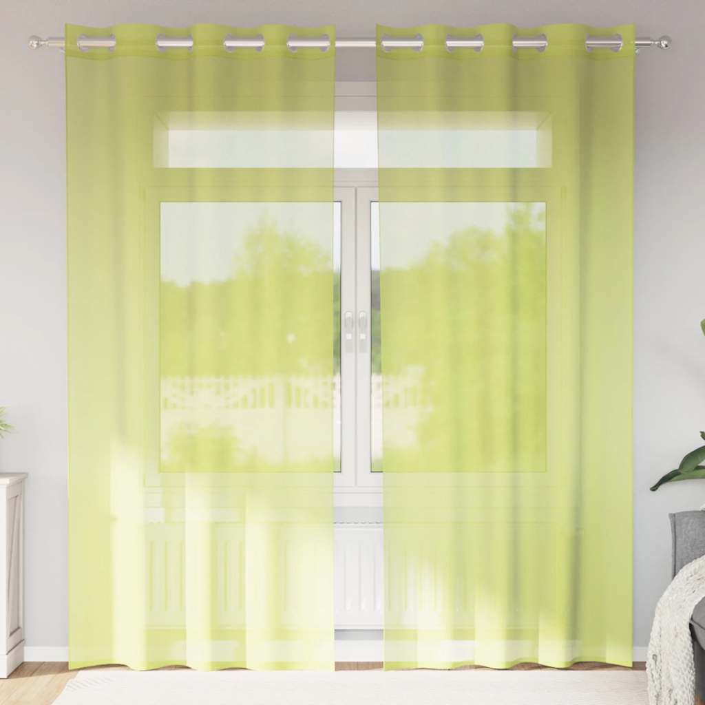 Voile kardinad koos läbivõredega 2 tk Apple Green 140x225 cm