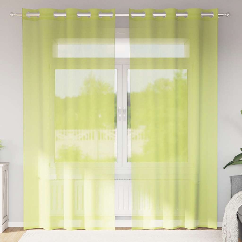 Voile kardinad koos läbivõredega 2 tk Apple Green 140x245 cm