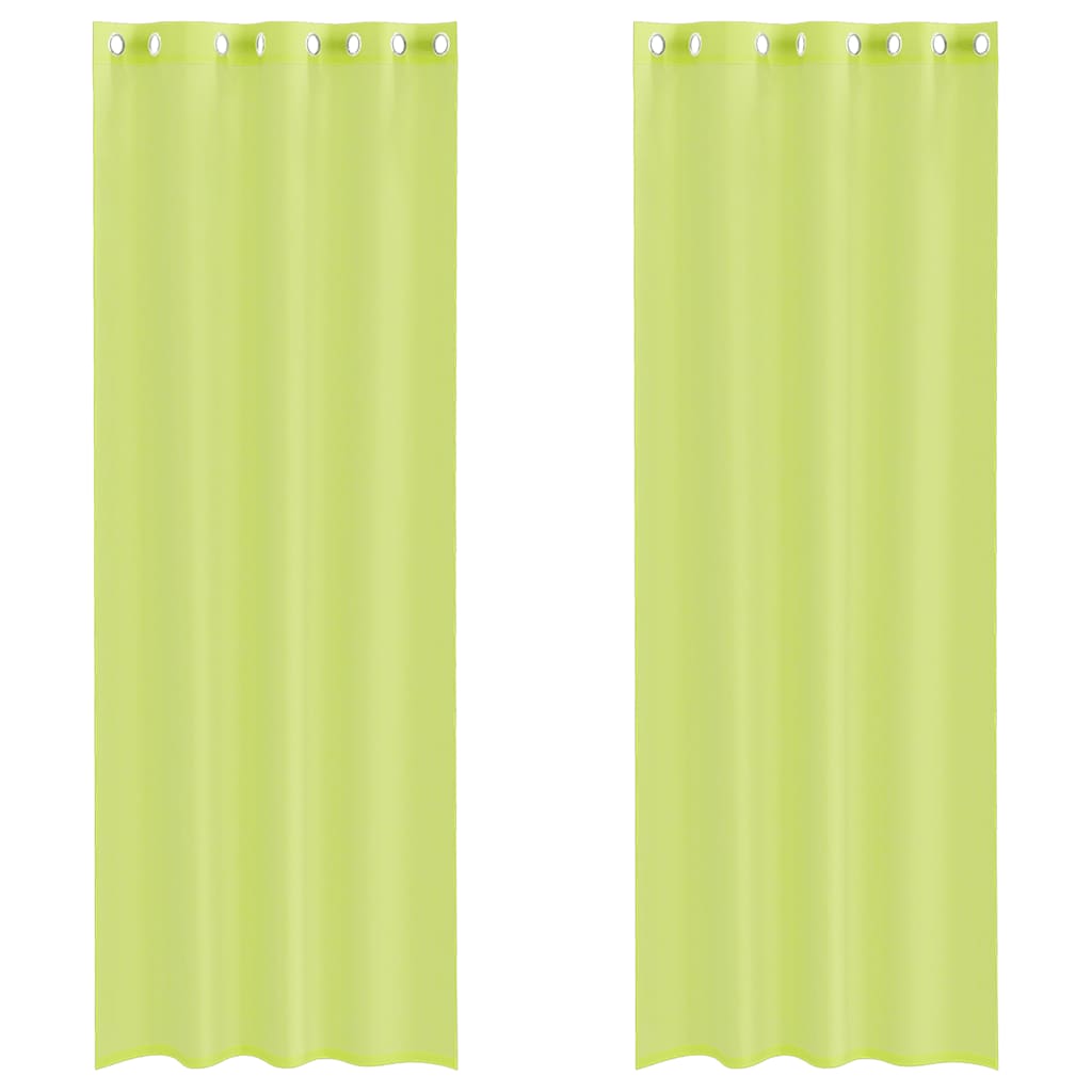 Voile kardinad rõngastega 2 tk Apple Green 140x260 cm