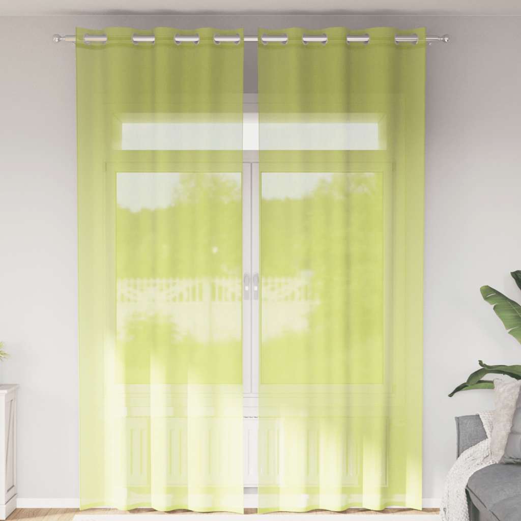 Voile kardinad rõngastega 2 tk Apple Green 140x300 cm