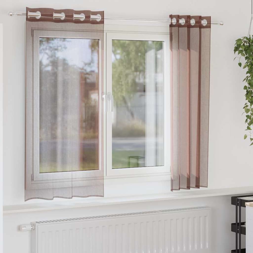 Rõngastihendiga kardinad 2 tk Pruun 140x175 cm