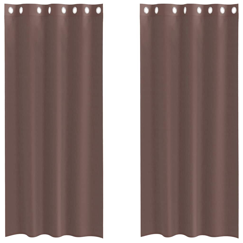 Voile kardinad rõngastega 2 tk Pruun 140x245 cm