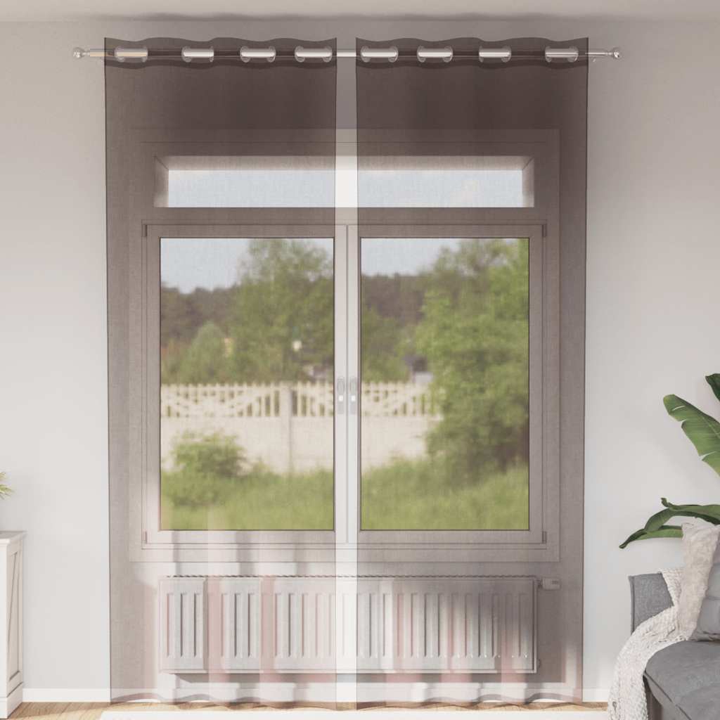 Voile kardinad rõngastega 2 tk Pruun 140x260 cm