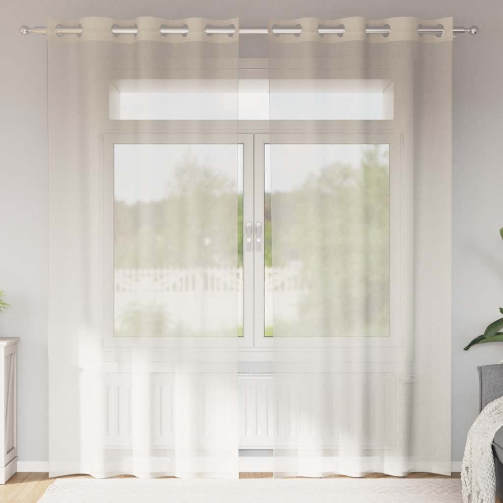 Voile kardinad rõngastega 2 tk Kreem 140x225 cm