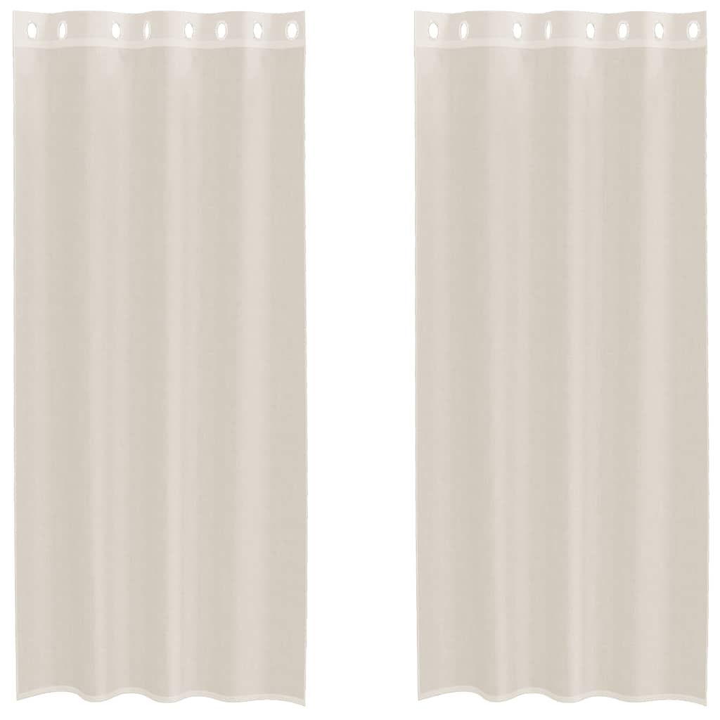 Voile kardinad rõngastega 2 tk Kreem 140x245 cm
