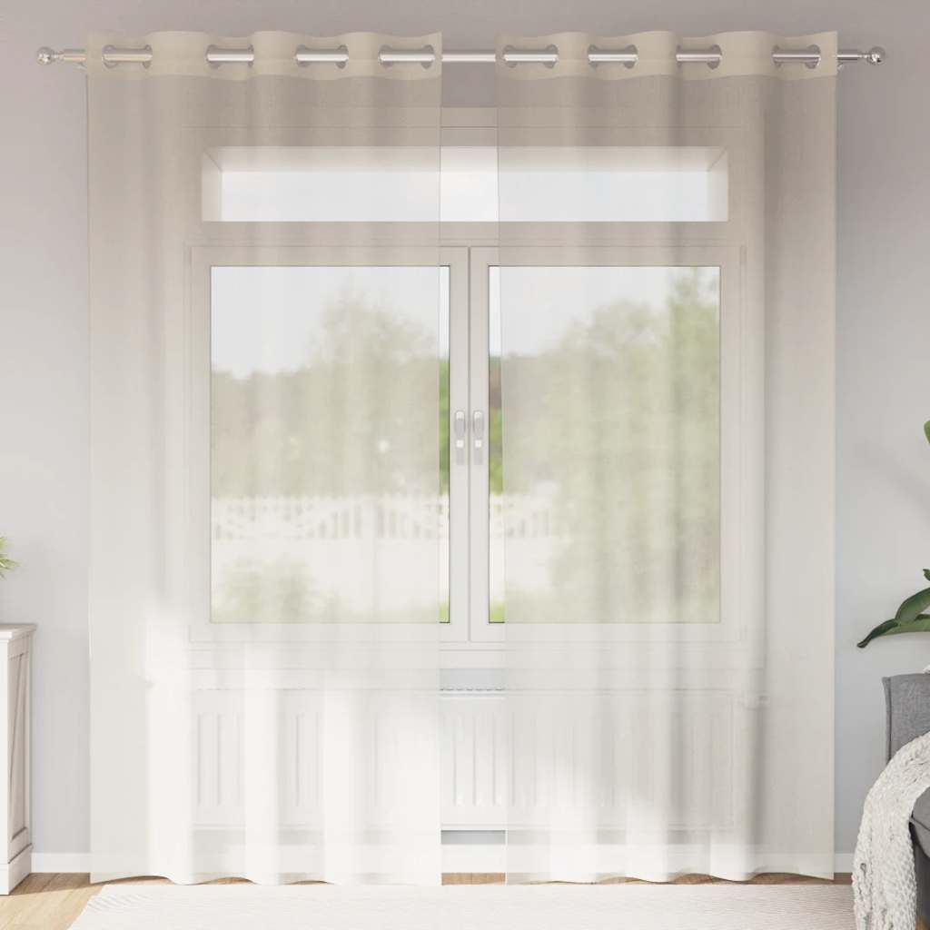 Voile kardinad rõngastega 2 tk Kreem 140x245 cm