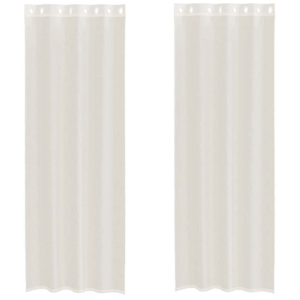 Voile kardinad rõngastega 2 tk Kreem 140x260 cm