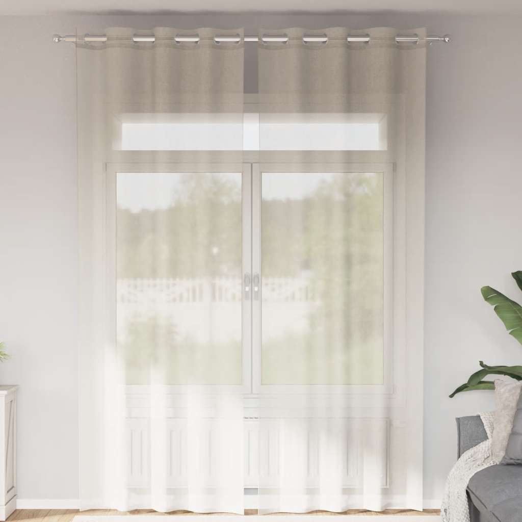 Voile kardinad rõngastega 2 tk Kreem 140x260 cm