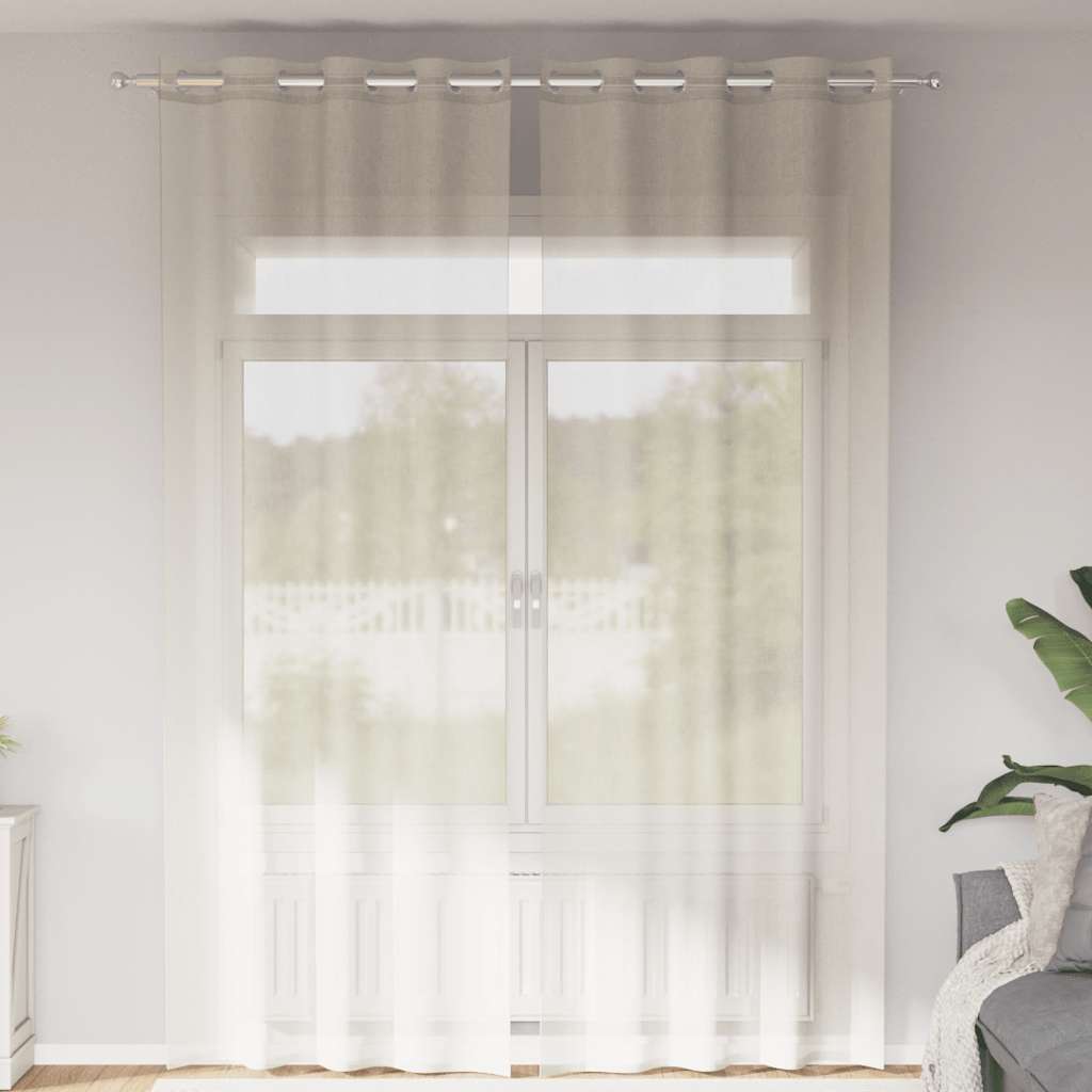 Voile kardinad rõngastega 2 tk Kreem 140x300 cm
