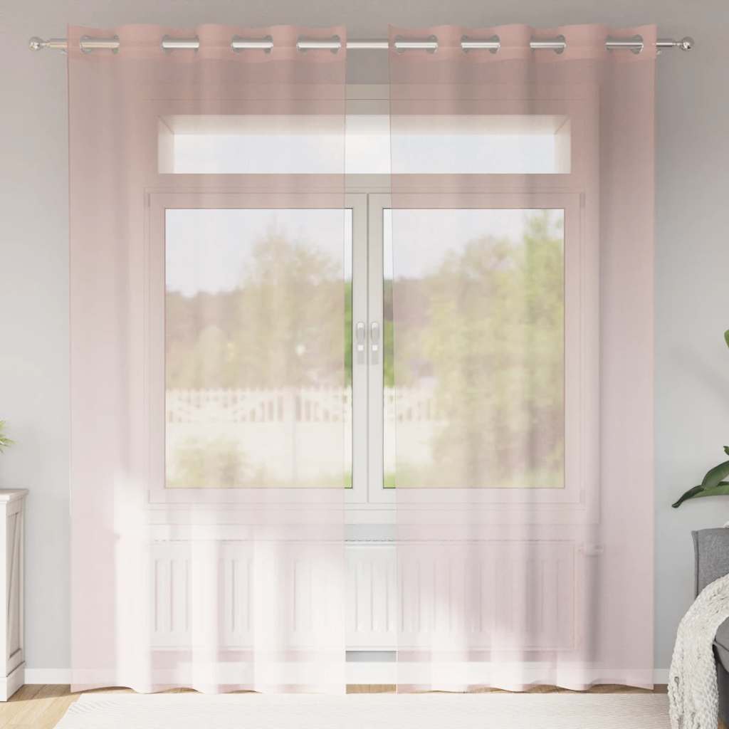 Rõngastihendiga kardinad 2 tk Heleroosa 140x225 cm