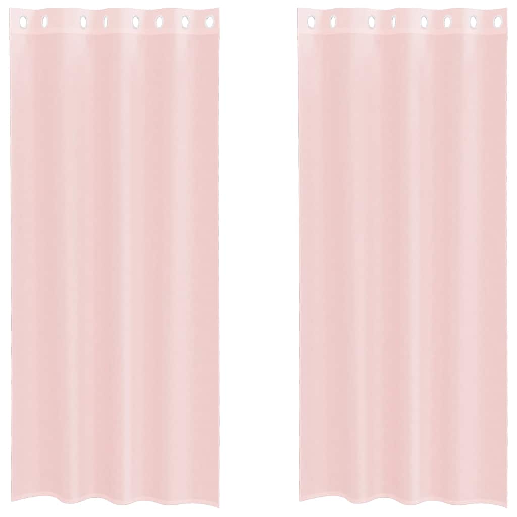 Rõngastihendiga kardinad 2 tk Heleroosa 140x245 cm