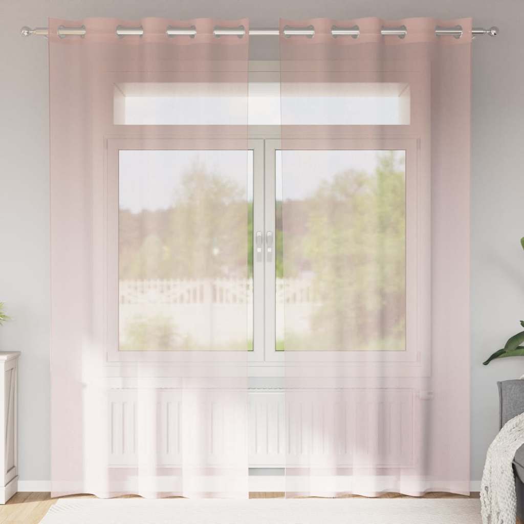Rõngastihendiga kardinad 2 tk Heleroosa 140x245 cm
