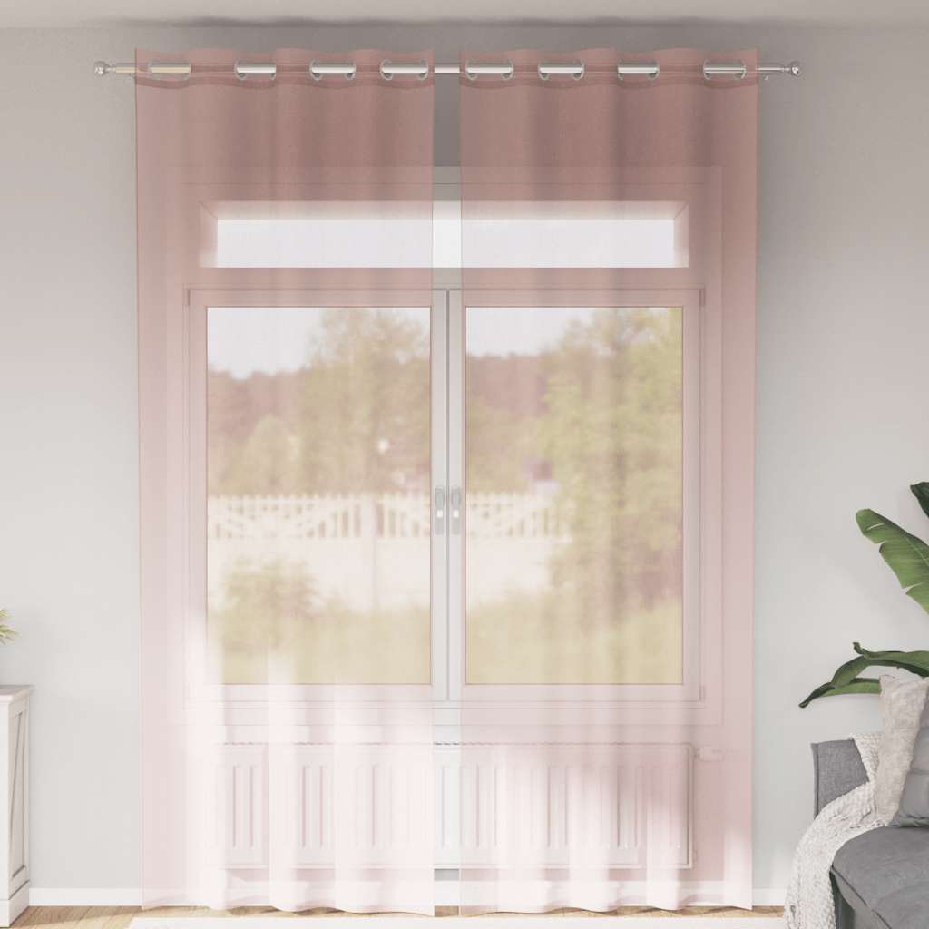 Rõngastihendiga kardinad 2 tk Heleroosa 140x260 cm