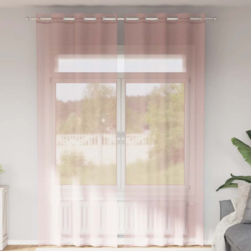 Rõngastihendiga kardinad 2 tk Heleroosa 140x300 cm