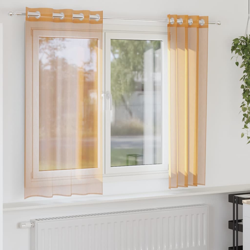 Rõngastihendiga kardinad 2 tk Oranž 140x175 cm