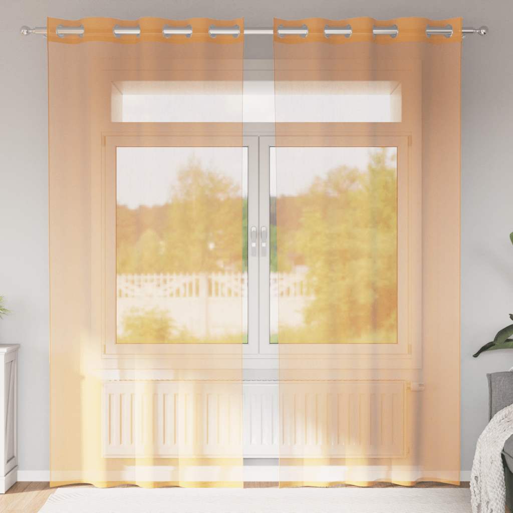 Voile kardinad rõngastihendiga 2 tk Oranž 140x225 cm