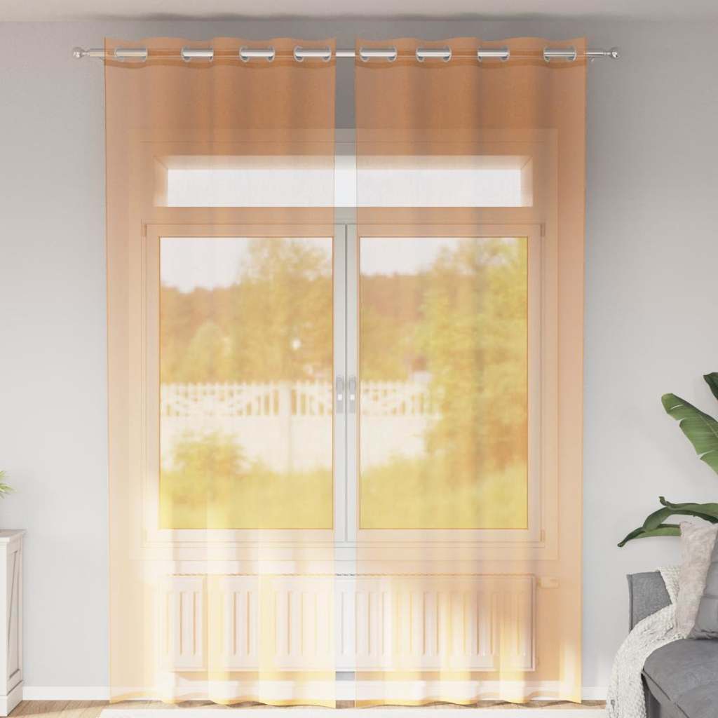 Voile kardinad rõngastihendiga 2 tk Oranž 140x260 cm