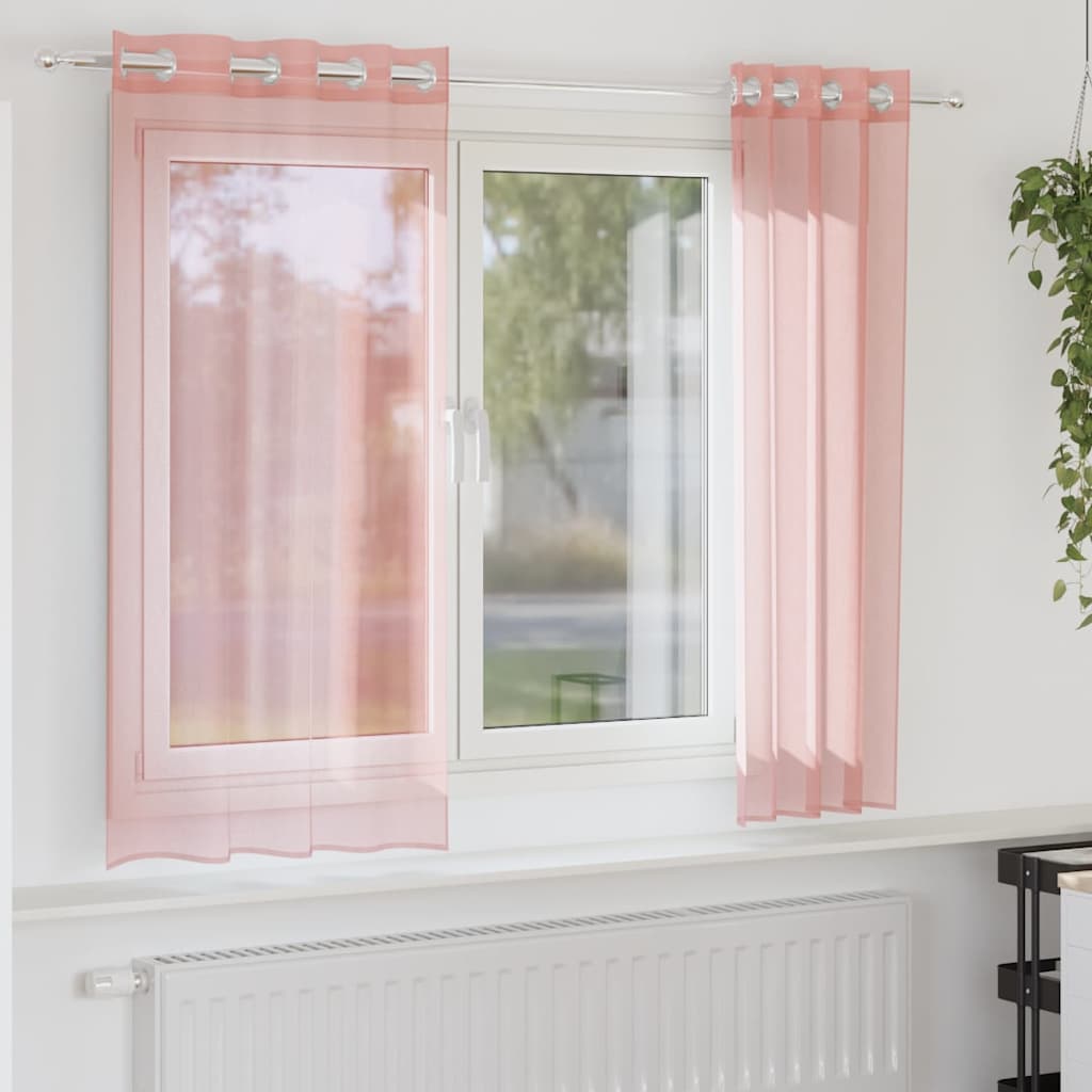 Rõngastihendiga kardinad 2 tk Roosa 140x175 cm