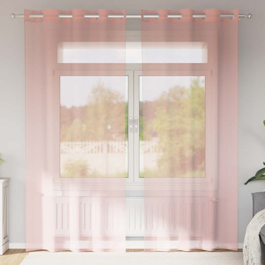 Rõngastihendiga kardinad 2 tk Roosa 140x245 cm