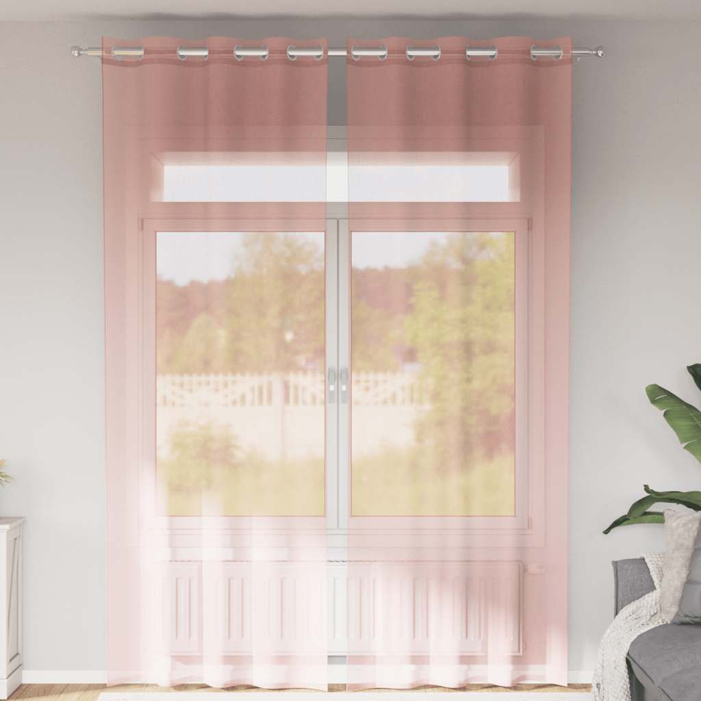 Rõngastihendiga kardinad 2 tk Roosa 140x260 cm