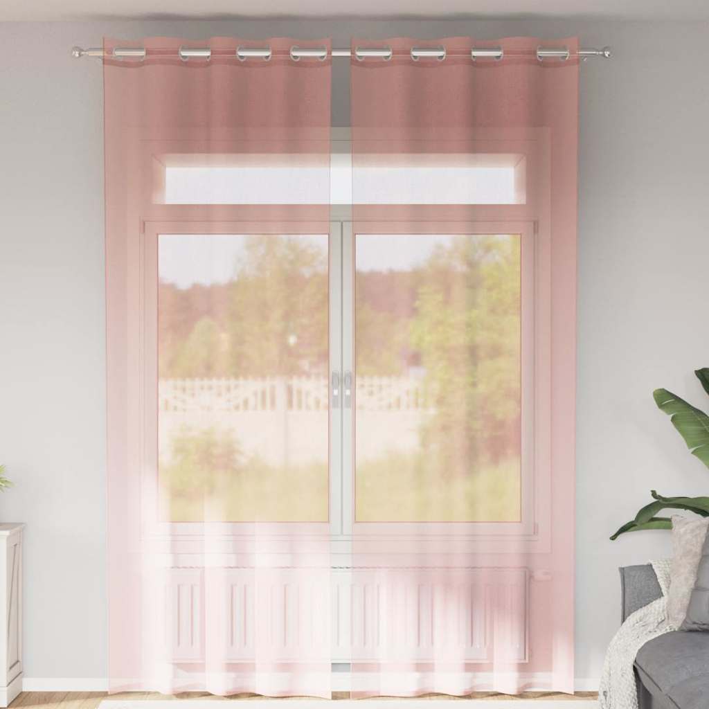 Voile kardinad rõngastega 2 tk Roosa 140x300 cm