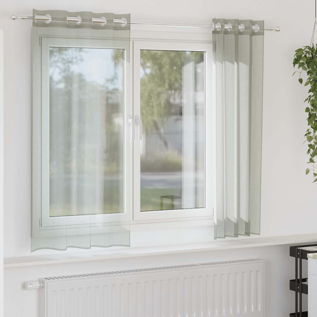 Rõngastihendiga kardinad 2 tk helehall 140x175 cm