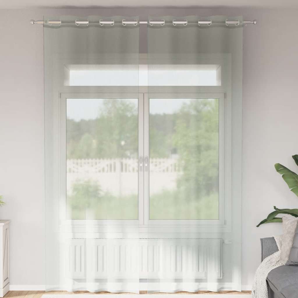 Rõngastihendiga kardinad 2 tk helehall 140x260 cm