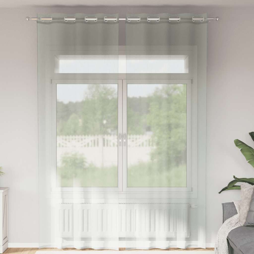 Voile kardinad rõngastihendiga 2 tk helehall 140x300 cm