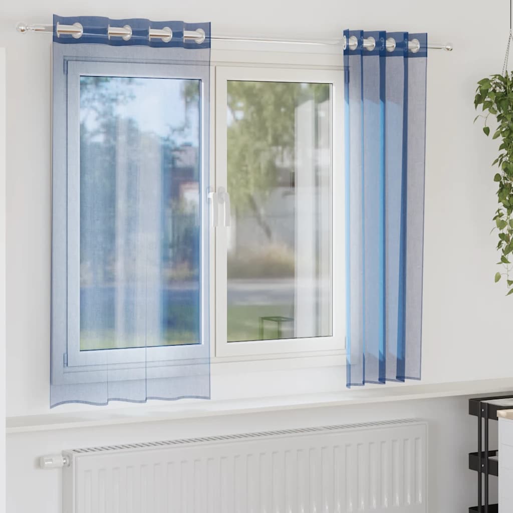 Voile kardinad koos rõngastega 2 tk Royal Blue