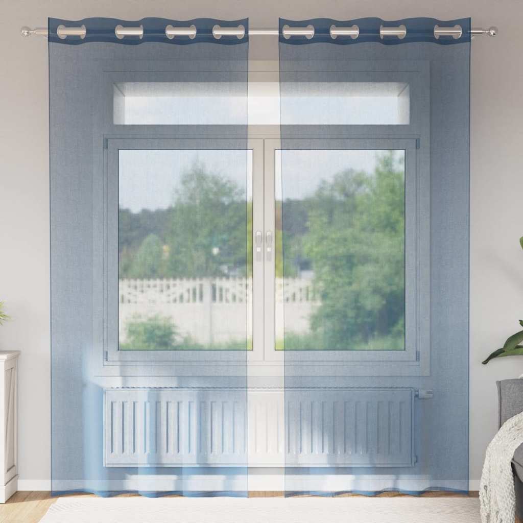 Voile kardinad koos rõngastega 2 tk Royal Blue