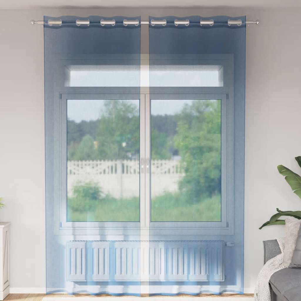 Voile kardinad koos rõngastega 2 tk Royal Blue