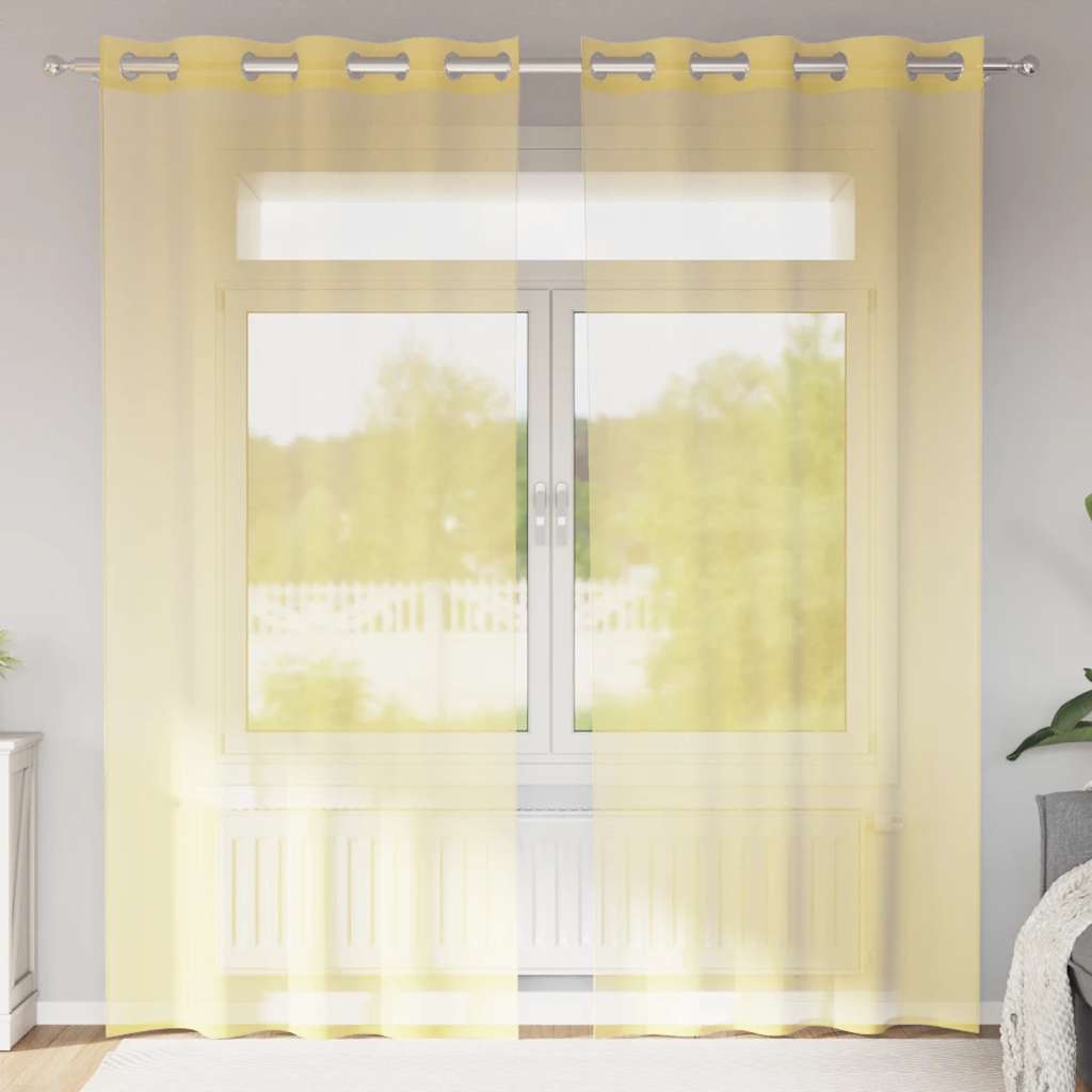 Voile kardinad koos rõngastihendiga 2 tk Kollane