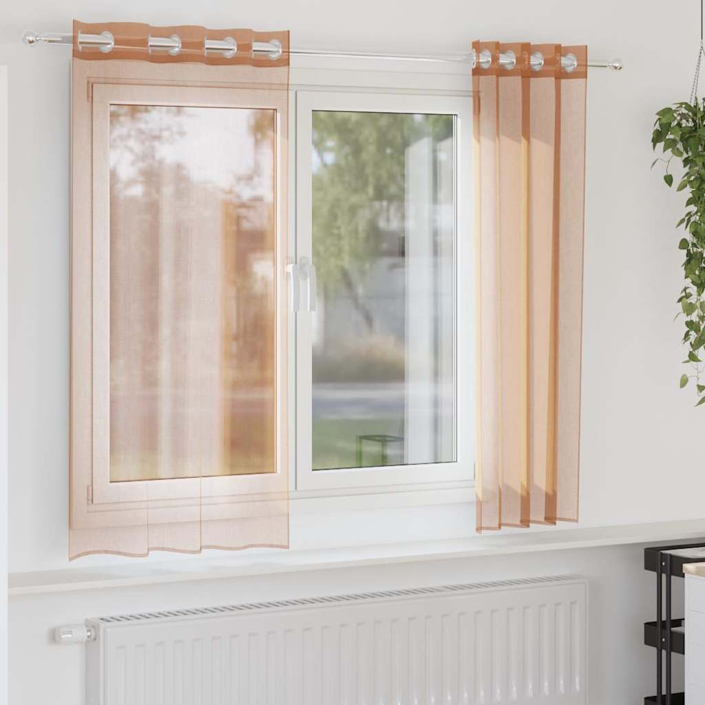 Voile kardinad rõngastega 2 tk Terrakota