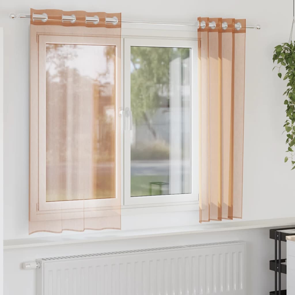 Voile kardinad rõngastega 2 tk Terrakota