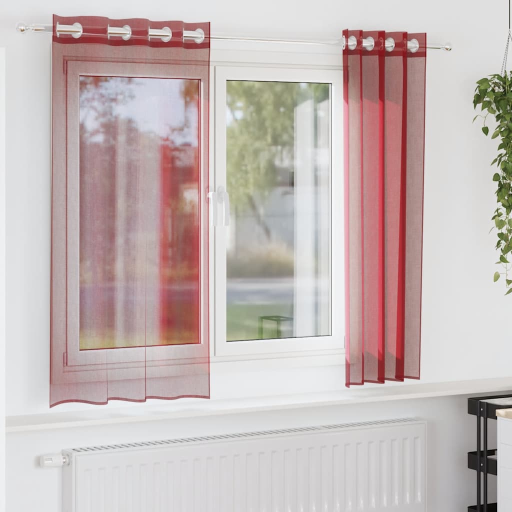 Voile kardinad koos rõngastega 2 tk Wine Red