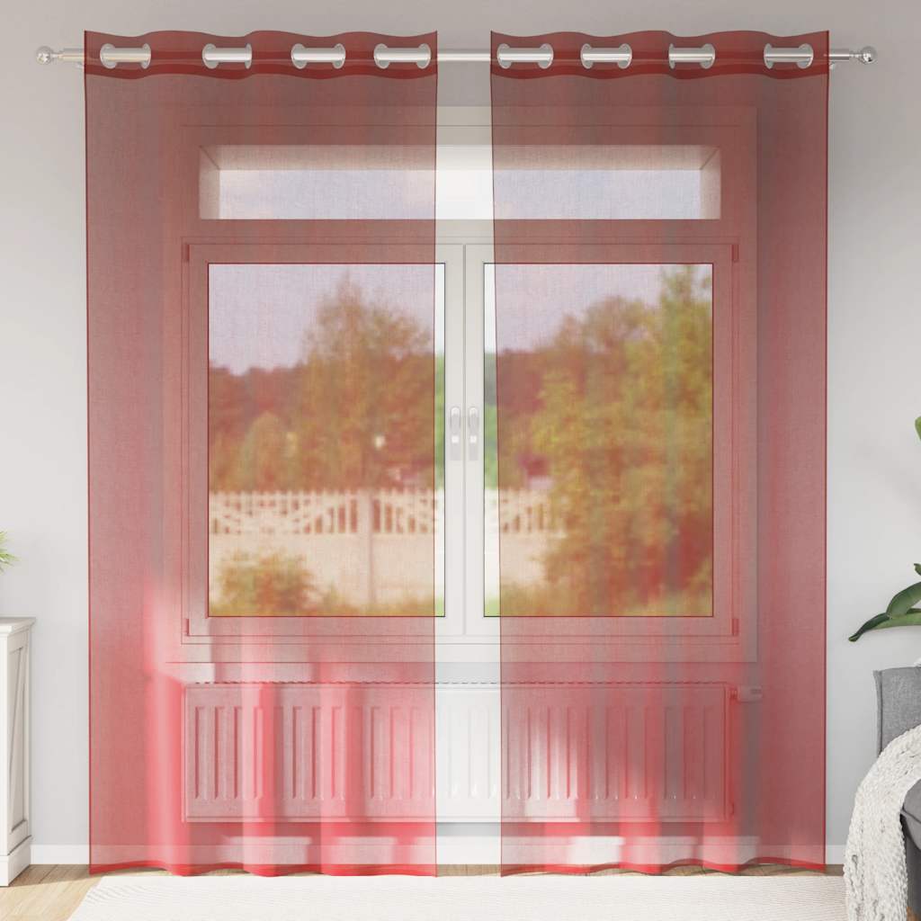 Voile kardinad koos rõngastega 2 tk Wine Red