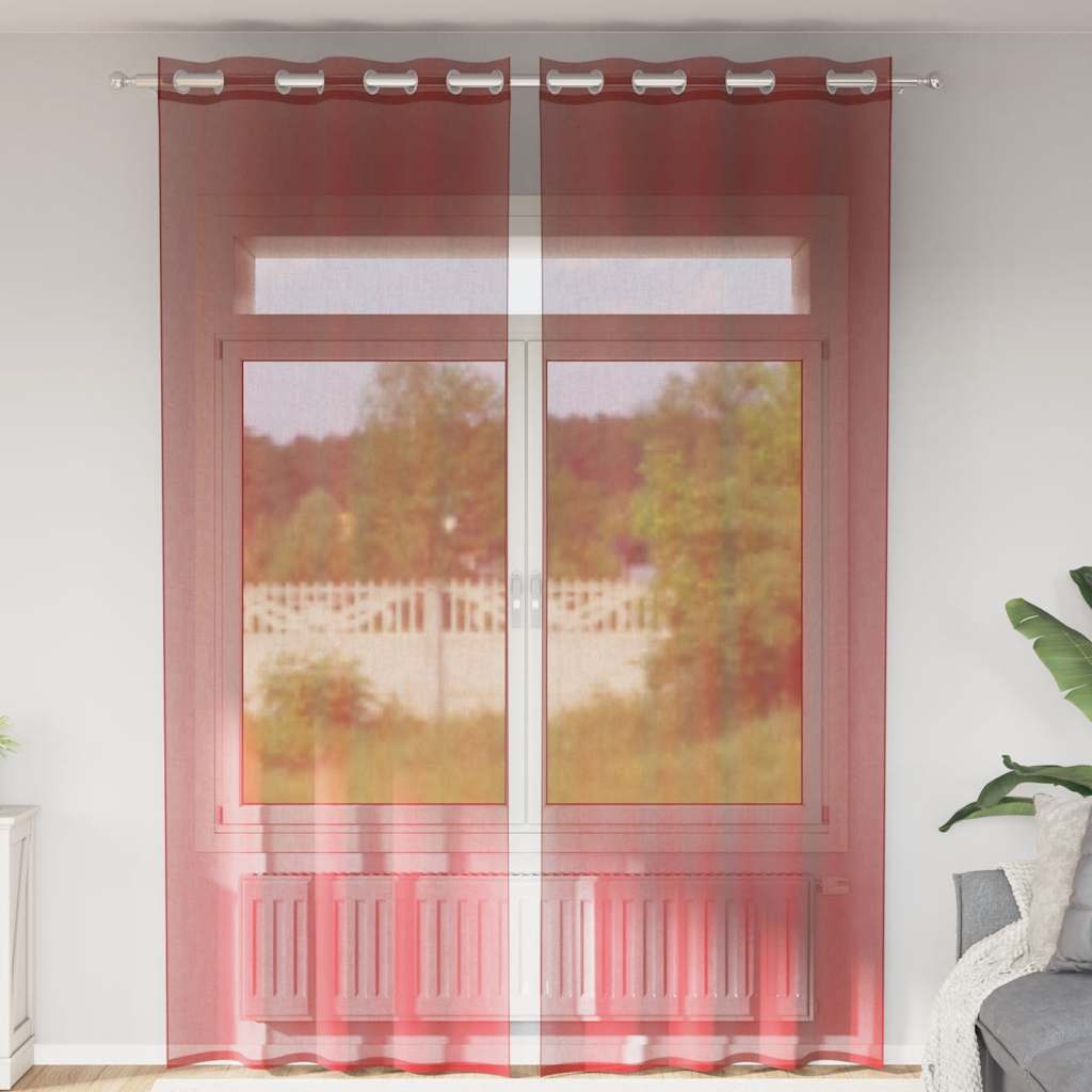 Voile kardinad koos rõngastega 2 tk Wine Red