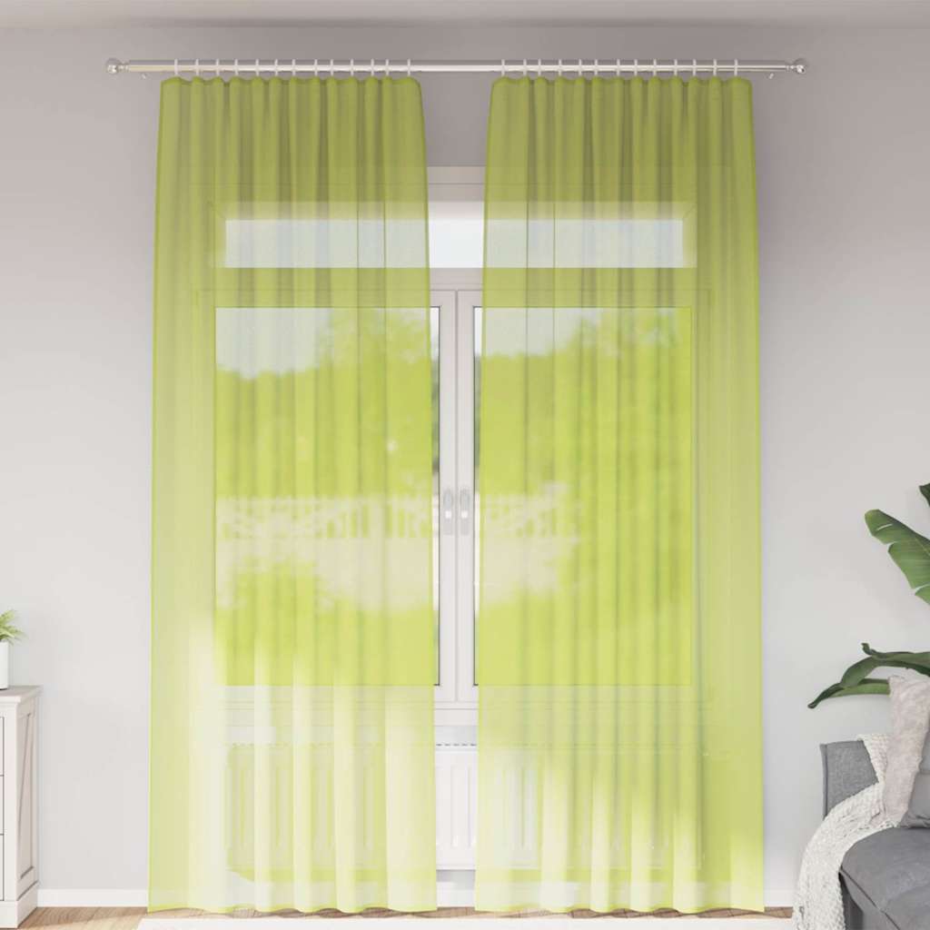 Voile kardinad varrastaskutega 2 tk, õunarohelised