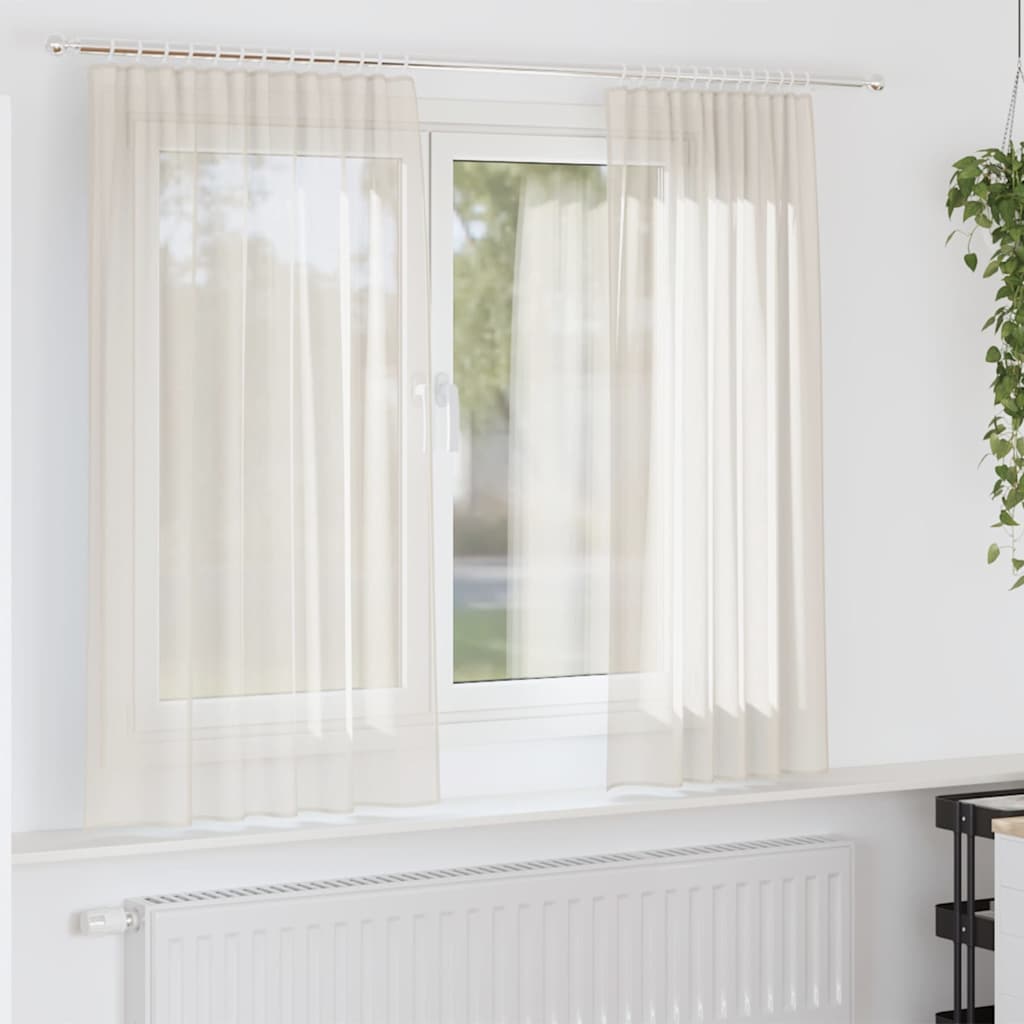 Voile kardinad varrastaskutega 2 tk kreemjad