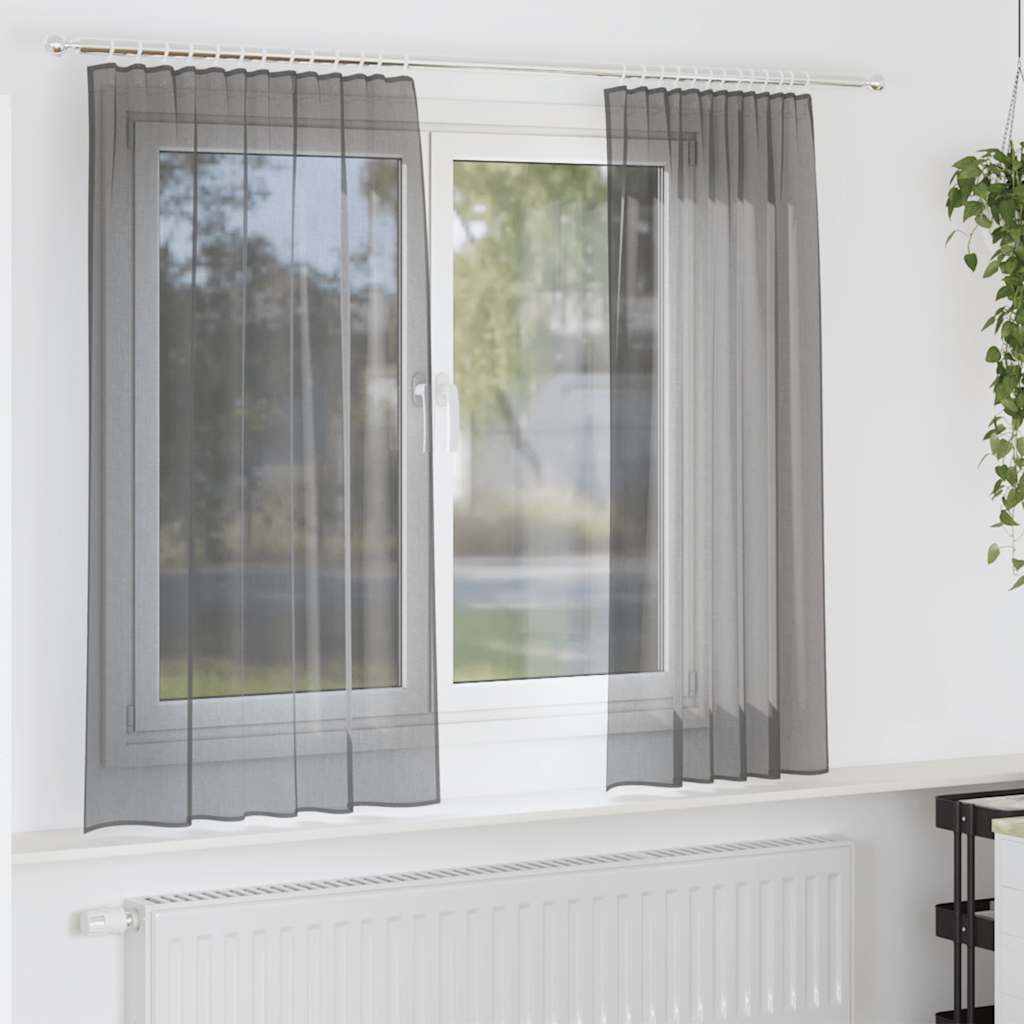 Voile kardinad varrastaskutega 2 tk, tumehall