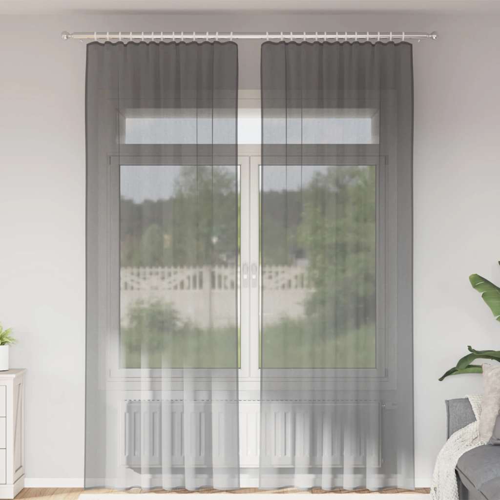 Voile kardinad varrastaskutega 2 tk, tumehall