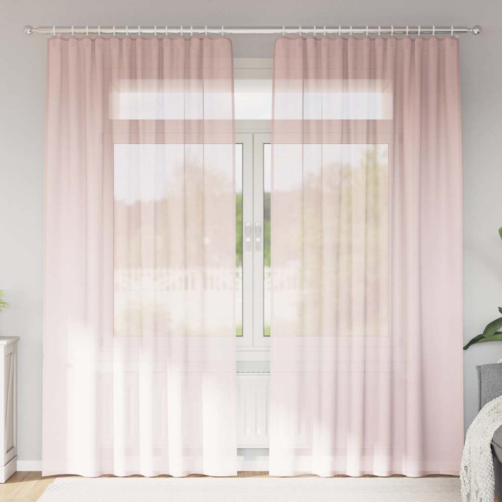 Voile kardinad varrastega taskutega 2 tk Heleroosa