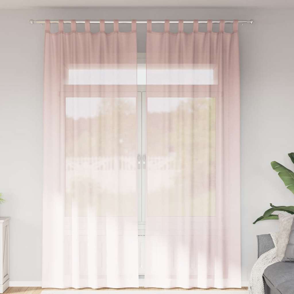 Voile kardinad varrastega taskutega 2 tk Heleroosa