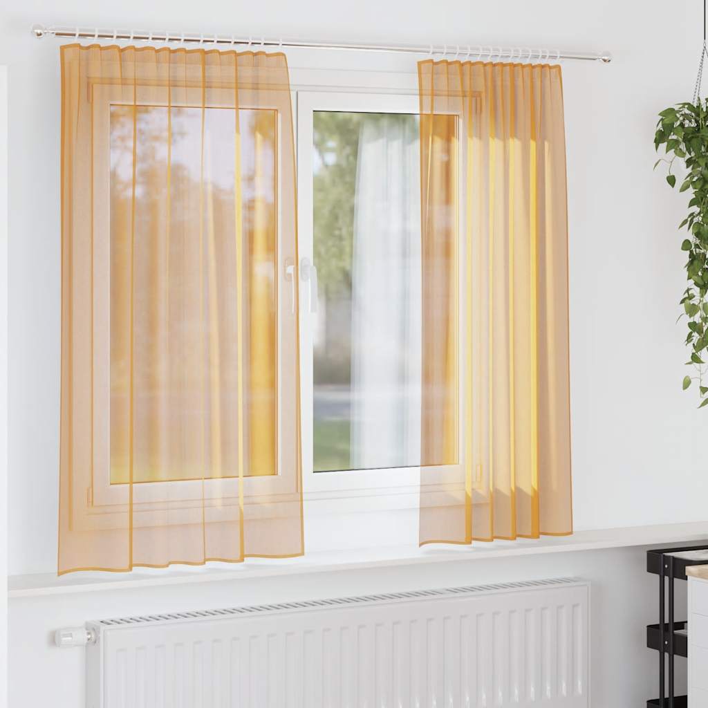 Voile kardinad varrastaskutega 2 tk oranžid